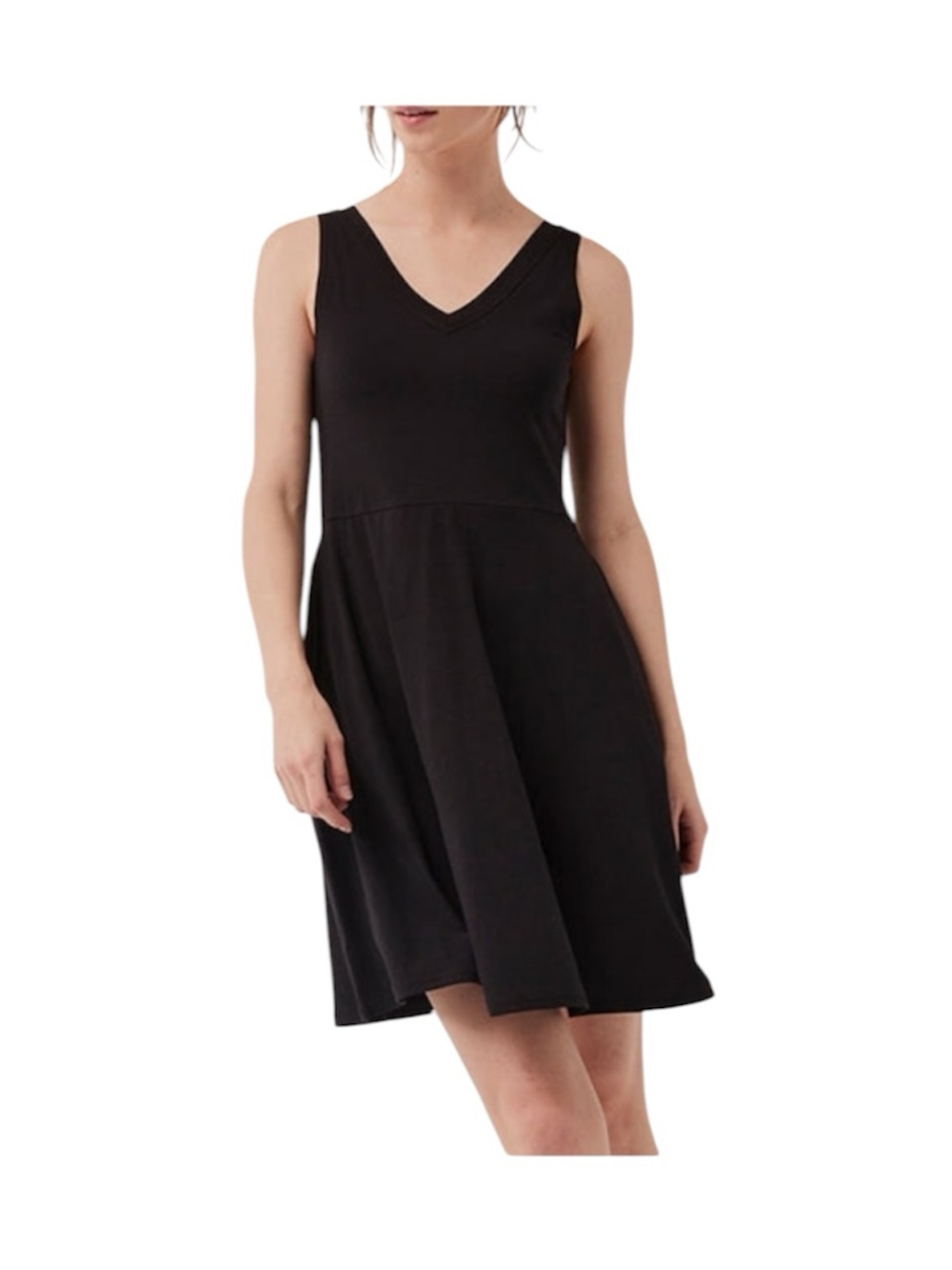 Pact Black V-Neck Organic Cotton Tank Dress Swing Dress Size Large